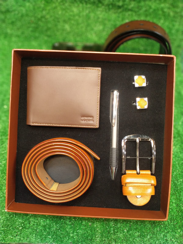 Men’s Premium Leather Gift Set – Wallet, Belt, Pen & Cufflinks Combo