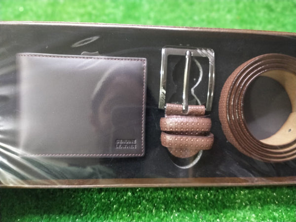 Premium Leather Wallet & Belt Combo